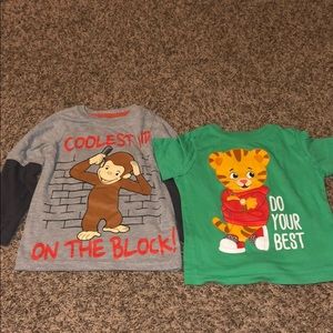 Curious George and Daniel tiger shirts